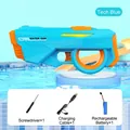 Electric water gun in tech blue with rechargeable battery and charging cable set - Automatic Blue (E-commerce Box)