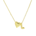 18k gold plated heart necklace with letter L bubble pendant and polished chain - Necklace - Letter L