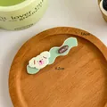 Mint green wave-shaped hair clip featuring a cute cartoon puppy and the word smile - 5# Light Green Dog Clip