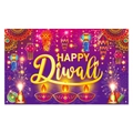 Lila und goldener Happy Diwali Banner für indische Festival Party Hintergrunddekoration - Happy Diwali Hintergrund (Y-00485)