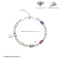 Dettaglio del bracciale in argento S925 con zirconi colorati 5A e specifiche dimensionali - Argento 925 / Argento 925 placcato oro bianco