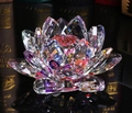 Macro shot of faceted crystal lotus flower decoration with vibrant rainbow light reflections - Size 20# (Approx. 6.3x6.3x3.8cm) / Colorful