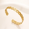 Bracciale a C regolabile in acciaio al titanio dorato con trama intrecciata e vuota - 02 Oro