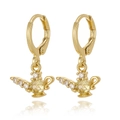 Gold teapot earrings with yellow and white zircons on a white reflective background - Magic Lamp