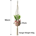Handmade woven plant hanger with white cotton rope and tassels for 90cm pots - White