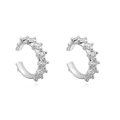 Funkelnde Earcuffs aus S925 Sterlingsilber mit klaren runden Zirkonia-Steinen besetzt - 24K / Silber Ohrmanschette Weiß (JQH0292-SS-2)