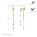 Dimensioni dettagliate degli orecchini a nappa in argento S925 con zirconi 5A lucidi - Argento 925 placcato oro giallo