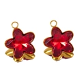 Deep red pentagram star pendant with gold plated frame for DIY jewelry making - 5 Pcs/Pack / Red / 13mm