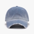 Gorra de béisbol de mezclilla lavada azul claro con efecto vintage y costuras blancas - Ajustable / Azul grisáceo