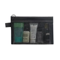 Portable black mesh cosmetic bag with zipper for travel toiletries and stationery storage - Medium (19*14cm) / Black