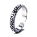 Vintage 925 sterling silver open ring with embossed clouds pattern and antique finish - Thai Silver