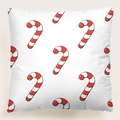 Funda de cojín navideña con diseño de bastones de caramelo rojos y blancos en tela blanca - Estilo 25-Estampado de bastones de caramelo / 45x45 cm