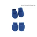 Royal blue baby mittens and booties set in soft knitted cotton for newborns - Royal Blue (Mittens & Booties)