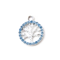 Colgante árbol de la vida plateado con diamantes azules para hacer bisutería - Azul (Bañado en Plata)