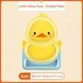 Cute yellow duck divided plate for kids with blue base, size 28cm x 18.8cm - Little Duck Divided Plate