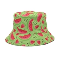 Reversible bucket hat for men and women featuring vibrant watermelon print on green fabric - M(56-58cm) / Green Watermelon Print