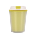 Portable double-layer light green wheat straw coffee cup with a white lid and carry strap - Green (New Style)