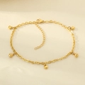 18K gold plated anklet with heart and bead charms on elegant silk fabric background - Heart Round Charm Style(KJ4350-Z)