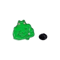 Détail d'un pin's en émail grenouille musclée avec fermoir en caoutchouc noir sur fond blanc - C2508-1 Grenouille Musclée A