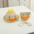 Détail du chapeau de paille et du sac bandoulière assorti avec un joli motif de canard - Ensemble Chapeau + Sac / Beige