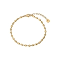 Elegant 18K gold plated stainless steel necklace with smooth oval bead chain links - Bracelet / Gold Bracelet