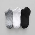 Three pairs of breathable cotton ankle socks in classic white, grey, and black - Unisex (35-44) / Black White Gray Boat Socks (Assorted)