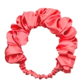 Elastic pleated wide satin headband in vibrant red silk finish for women - Watermelon red