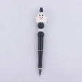 DIY Halloween beaded pen featuring a white ghost silicone pendant with black and white beads - White Ghost