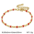 Bohemian gold stainless steel chain necklace featuring vibrant red enamel beads - 200*2mm (Bracelet) / Red