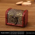 Vintage red-brown mini wooden jewelry box with embossed leather and 8x6x6cm dimensions - Gold Grape