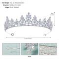 Couronne de mariée en zircon argenté avec dimensions et détails de conception - Argent