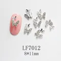 Detalle de dijes de mariposa 3D para uñas con diamantes de imitación iridiscentes y plata - Plata Iridiscente Pavé
