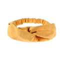 Detail of yellow elastic hair band showing fabric texture and twisted knot design - Yellow