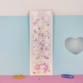 Cute Korean bear music themed stickers with laser glitter finish for planners - Guitar Rabbit