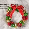 Corona de campanas navideñas de metal rojo, verde y dorado con lazo, 9,7 cm de ancho - Estilo A Pequeño Rojo Verde Oro