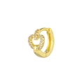 Elegant gold heart-shaped earrings with micro-paved white crystals and hollow design - Heart Full Zirconia Style (EK00195) / Gold