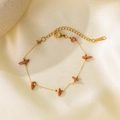 Gold chain bracelet with reddish brown stone beads and adjustable lobster clasp closure - Irregular Red Stone Bracelet - Gold