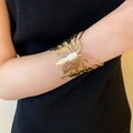 Irregular textured gold butterfly cuff bangle featuring a hammered metal finish and cut-out wings - Large Butterfly Hammered (19#)