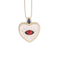 18K gold plated heart necklace with white enamel eye motif and blue crystal stone - White