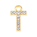Macro view of a gold-plated letter T pendant with sparkling rhinestone inlay details - Letter T-Gold