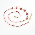 18K gold plated stainless steel necklace with red crystal flower beads and lobster clasp - Necklace / Dark Red