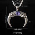 Collana malocchio da uomo con ciondolo a mezzaluna viola e catena in acciaio inossidabile - Stile Corno Malocchio 2 (Viola) con Catena in Acciaio 70cm