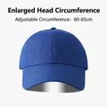 Deep crown blue cotton baseball cap for large heads, adjustable size 60-65cm - Solid Color Large Circumference-Royal Blue