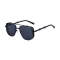 Mens vintage square punk steampunk sunglasses with black metal frame and side mesh shield - C1 Matte Black Frame Gray Lens