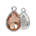 Water-red teardrop crystal pendant with silver floral engraving for DIY jewelry - Rose Red