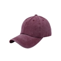 Detail of vintage washed wine red baseball cap with retro cotton texture and curved brim - Kids Size (54cm) / Burgundy