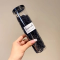 Elastici per capelli neri ad alta elasticità in un barattolo cilindrico trasparente e nero - Barattolo / 7# Nero Piccoli Anelli Base (300 Pezzi)
