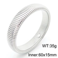 Industrial style silver ribbed titanium steel cuff bracelet for men and women - Steel Color (KB183428-HM)