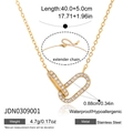 Intertwined gold stainless steel necklace with sparkling cubic zirconia pavé setting - Gold Interlocking Ring Style (JDN0309001)