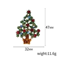 Green beaded Christmas tree brooch with multicolored rhinestones, 47mm height variant - Green Beaded Rhinestone Style (Christmas Tree 7)
